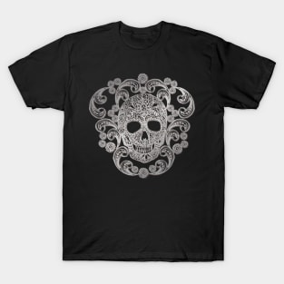 Silver Lace Skulls T-Shirt